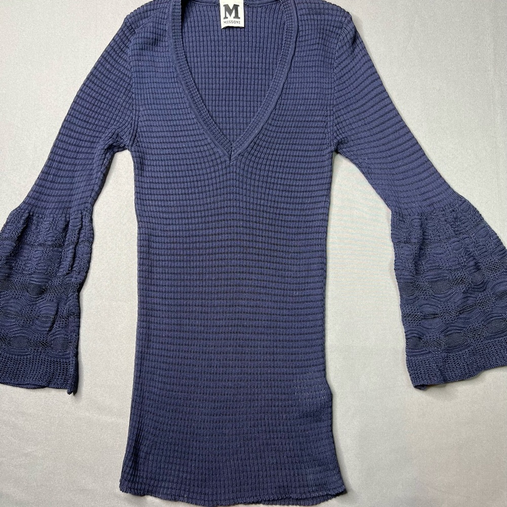 Missoni Navy Blue Knit Sweater – Bell Sleeves – Size 2 - Picture 2 of 10